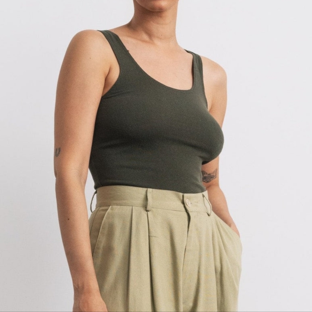 Ozma Christy Bodysuit, Regen Silk Noil Jersey, Eucalyptus, Small